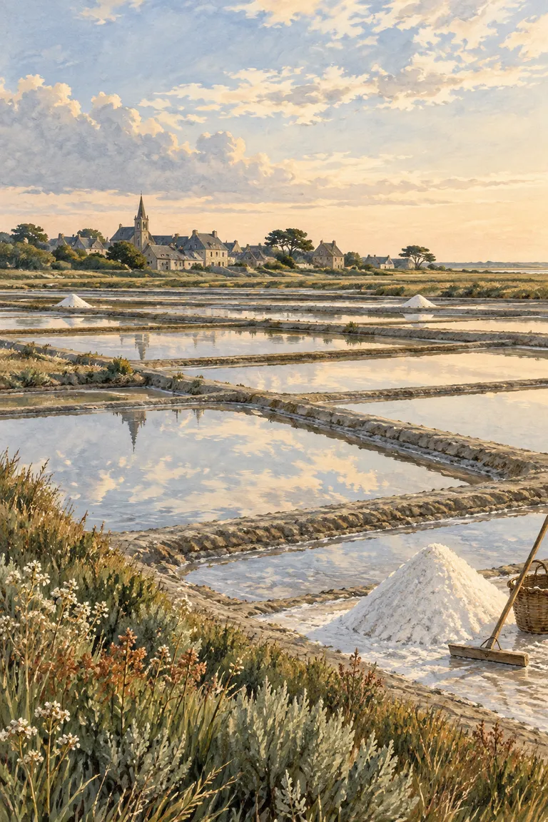 Generated illustration — salt pans in the Guérande marshes.